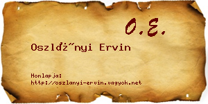 Oszlányi Ervin névjegykártya